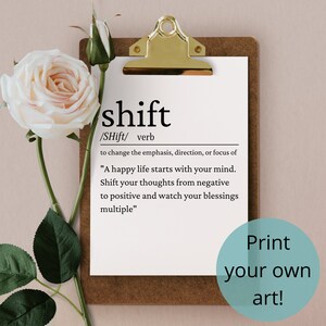 Shift-Definition | PNG DIGITALE DATEI | Drucke deine eigenen Karten | Gerahmte Kunst | Zitate | Positives Denken Glückliches Leben