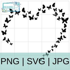 Borboleta Coração Aberto Clipart Gráfico USO COMERCIAL Moldura de borboletas Clip Art png jpg svg Fazer camisas placas sacolas canecas adesivos arte