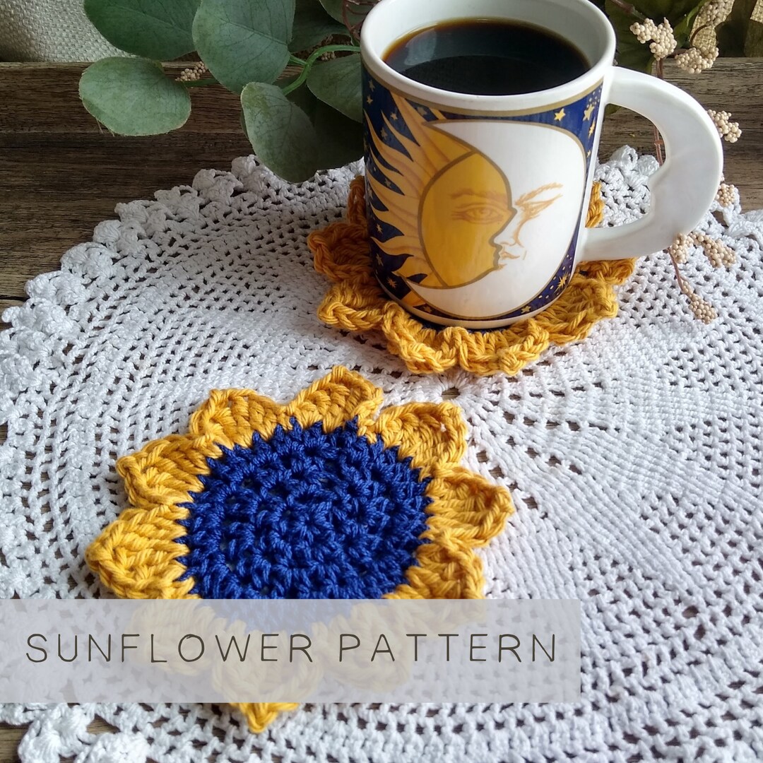 Sunflower Coaster CROCHET PATTERN ONLY Beginners Easy Flower Floral ...