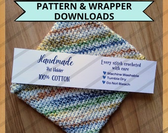 Easy Double Thick Potholder | Hot Pad | Trivet | CROCHET PATTERN ONLY | pot holder cotton yarn craft fair free printable wrapper included
