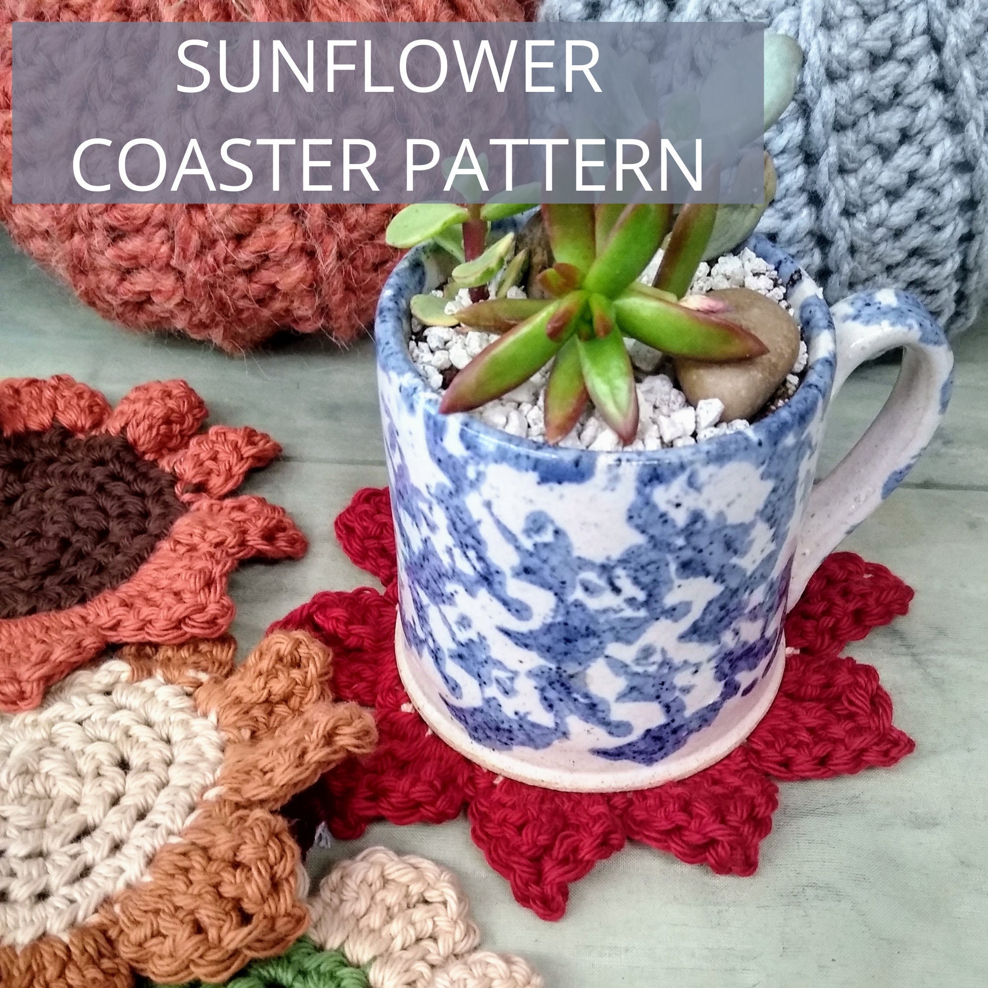 Sunflower Coaster CROCHET PATTERN ONLY Beginners Easy Flower Floral ...