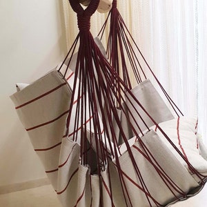 Asketic Beautiful & Boxo Nordic Style Hanging Hammock chair Beige/Gray/Bordo image 4