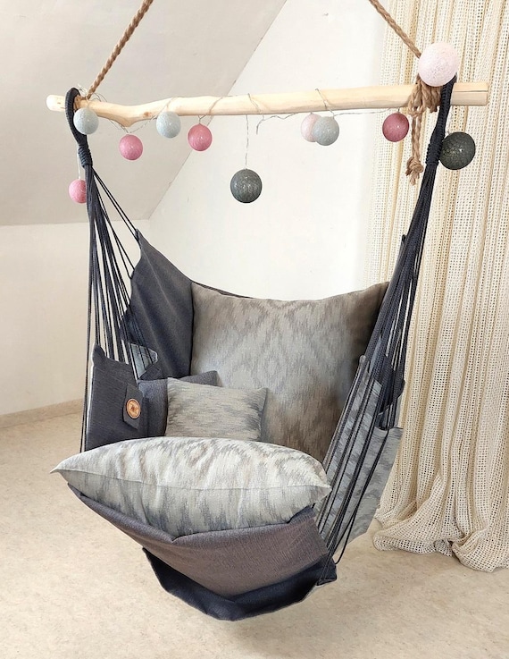 販売 ハンモック チェアー型 マクラメ グレー ハンモック チェアー型
