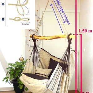 Asketic Beautiful & Boxo Nordic Style Hanging Hammock chair Beige/Gray/Bordo image 7