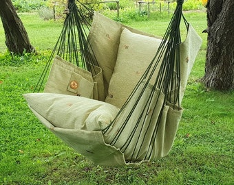 Hanging/Swing chair/Asketic Bohemic Style Hammock Chair/Indoor/Outdoor Green/Green with article