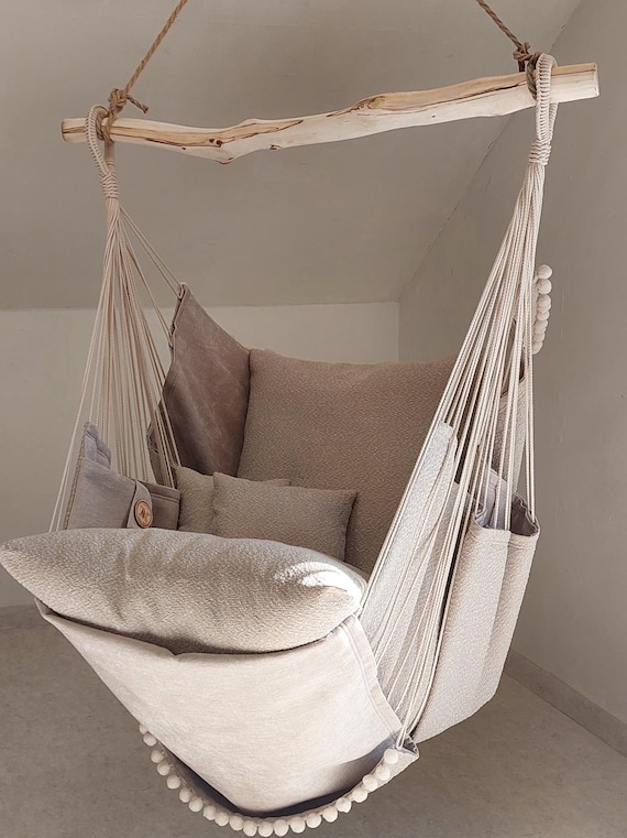 【[新品】折りたたみ式ハンモックチェア ベージュ軽量＆コンパクト1人用アウトドア 折りたたみ式アウトドアハンモックチェア ベージュ 新品】折りたたみ式