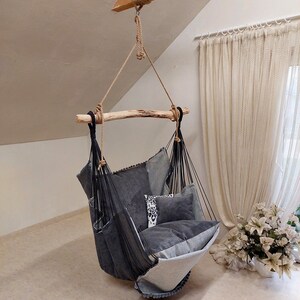 Romantic, Beautiful & Boxo Nordic Style Hanging Hammock chair Gray/Dark Gray image 5