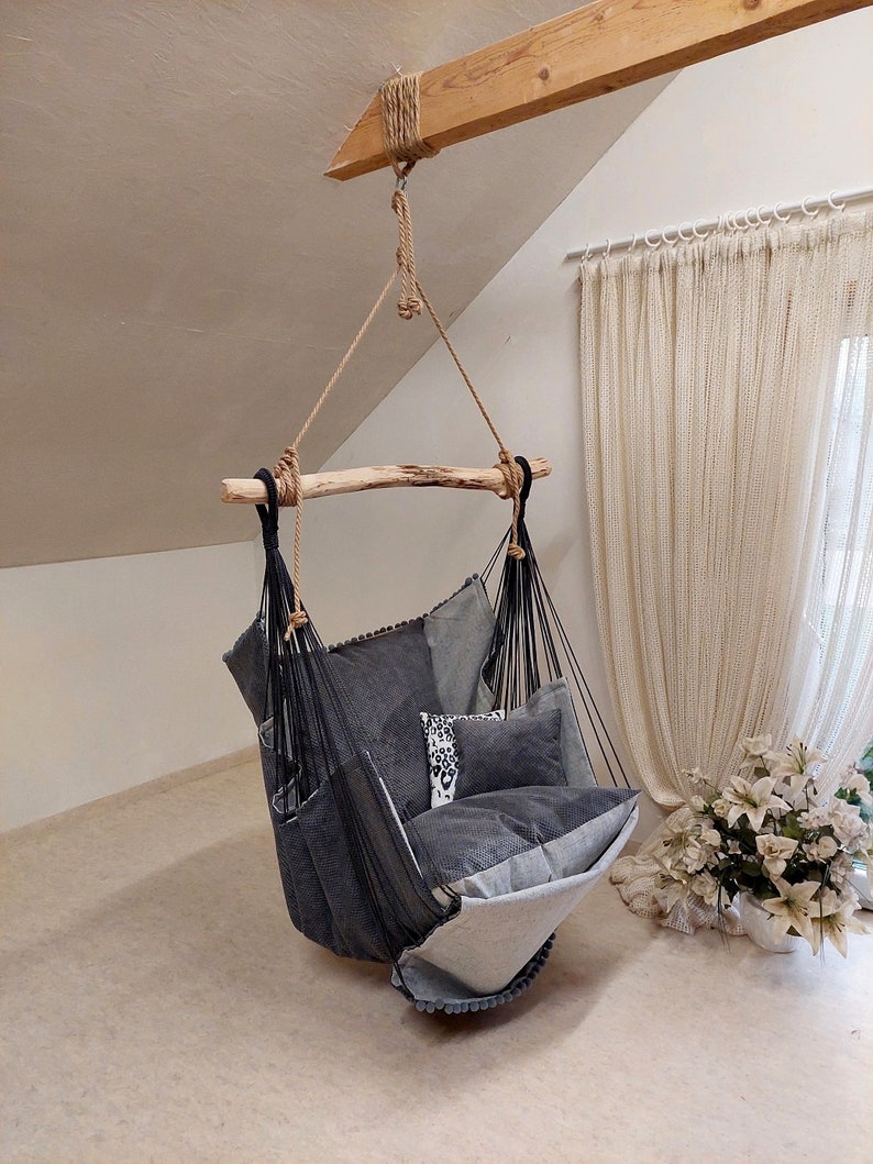 Romantic, Beautiful & Boxo Nordic Style Hanging Hammock chair Gray/Dark Gray image 5