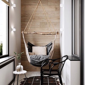 Asketic Beautiful & Boxo Nordic Style Hanging Hammock chair Beige/Gray/Bordo image 9