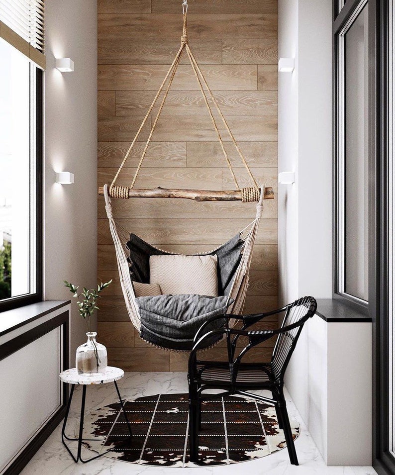 Asketic Beautiful & Boxo Nordic Style Hanging Hammock chair Beige/Gray/Bordo image 9