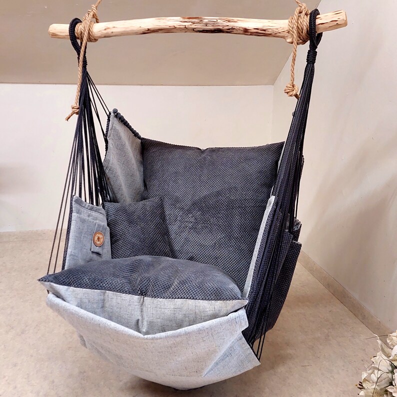 Romantic, Beautiful & Boxo Nordic Style Hanging Hammock chair Gray/Dark Gray image 3