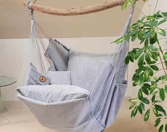 Romantic/Best Indoor Hanging/Swing Hammock Chair/Stylish Decor/Bunt Color Combination  Light Gray +Gray Rope