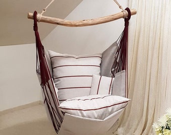 Asketic Beautiful & Boxo Nordic Style Hanging Hammock chair Beige/Gray/Bordo