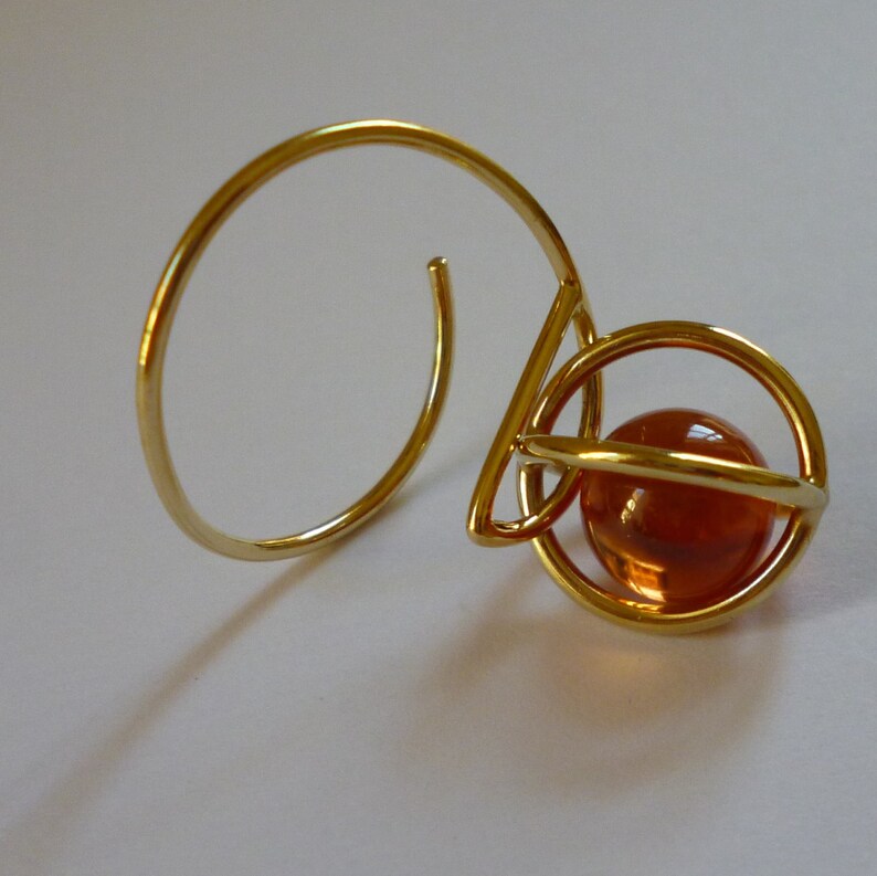 Pair of Ear Hangers cage 750 Gold With a Syntetic Etsy