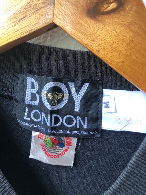 トップス BOY LONDON vintage Vtg 90s BOY LONDON Big Logo Single Stitch T Shirt UK Punk