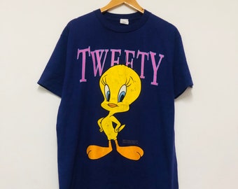 Vintage 90s Tweety 1992 Cartoons T-Shirt / Animation Series / Rare / Streetwear / Purple / L