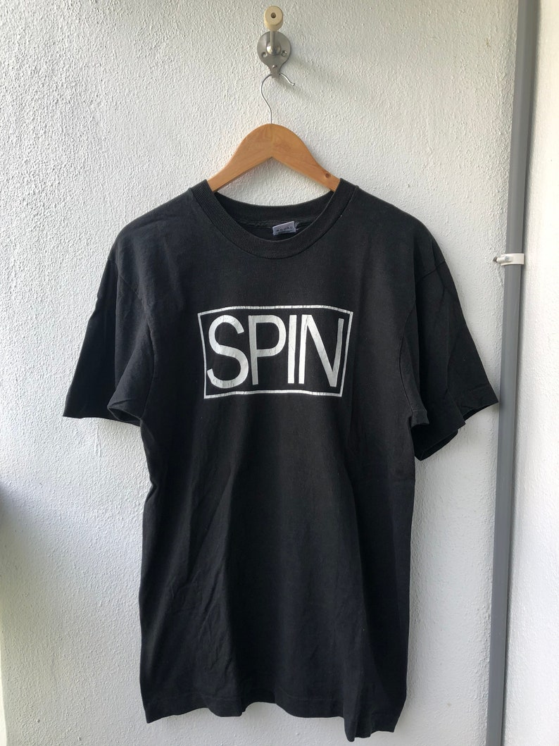 Vintage Original 90\u2019s Spin Magazine Logo Design American Music Magazine T-Shirt