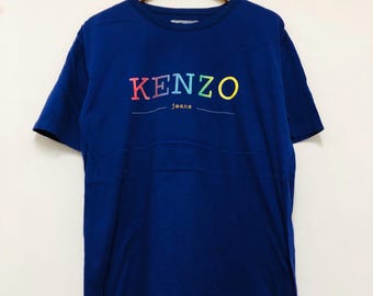 Vintage 90s Kenzo Japan Embroidered T-Shirt / Japanese Designer Purple Shirt