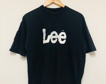 T-shirt vintage anni '80 Lee / Capo / Sanforize / Rara / Logo grande / Blu navy / Streetwear / S