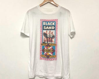 T-shirt vintage anni '90 nera da surf / Skate Surf / Rara / Streetwear / Bianca / M