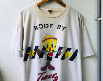 Vintage Original 90’s Tweety “ Body by Tweety Looney Tune DISTRESSED T-Shirt