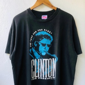 Vintage 90s Clinton 1992 “ Cure For The Blues “ T-Shirt / 90s T-Shirt / 90s Parody T-Shirt / 90s Humor / Propaganda T-Shirt / 90s Artwork