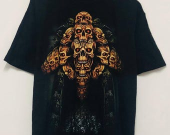 Vintage 00s Skul Graphic Designs T-shirt / Streetwear / Black / L