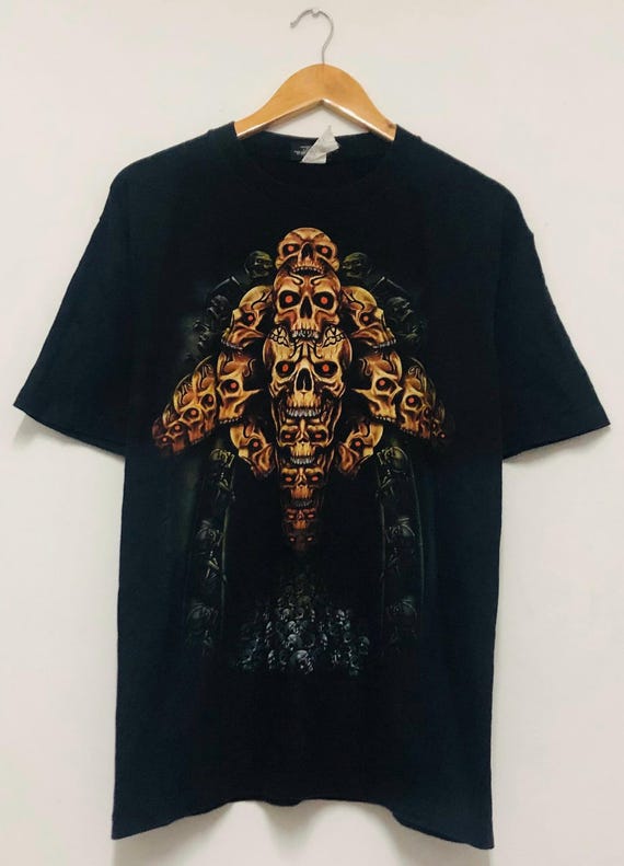 Vintage 00s Skul Graphic Designs T-shirt / Streetwear / Black / L