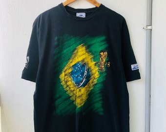 Vintage origineel jaren 90 WK voetbal Frankrijk 1998 winnaar team Brazilië sportkleding T-shirt
