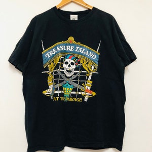 Koszulka Vintage 90s Treasure Island / Piraci / Park rozrywki / Promocja / Czarny / L