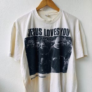 Vintage 80er Jahre T-Shirt „ Jesus Love You : Problem Remained “ handprinted by Don Rock T-Shirt / 80er Künstler / 80er Künstler / 80er Pop