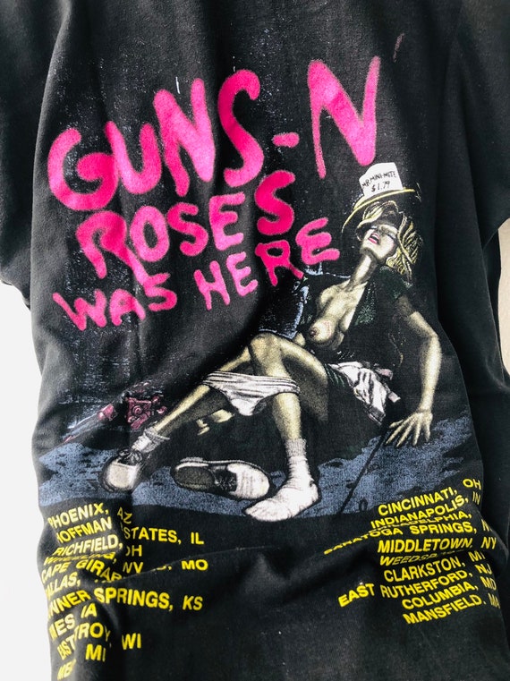 Vintage 80s Guns N' Roses Band " Appetite For Destruction " Robert Williams Art Work 1987 USA Tour T-Shirt Black M / Rock Tee / Best of GnR View 4
