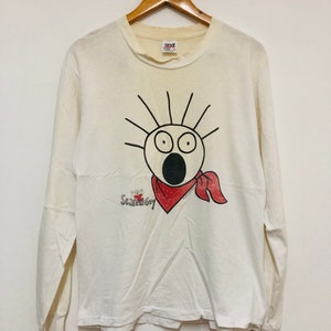 Vintage origineel jaren 90 Scared Guy 1994 K.Fredman Cartoons T-shirt