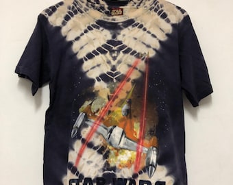 Camiseta vintage de Star Wars Episodio 1 de los 90 / Camiseta juvenil tie-dye talla L