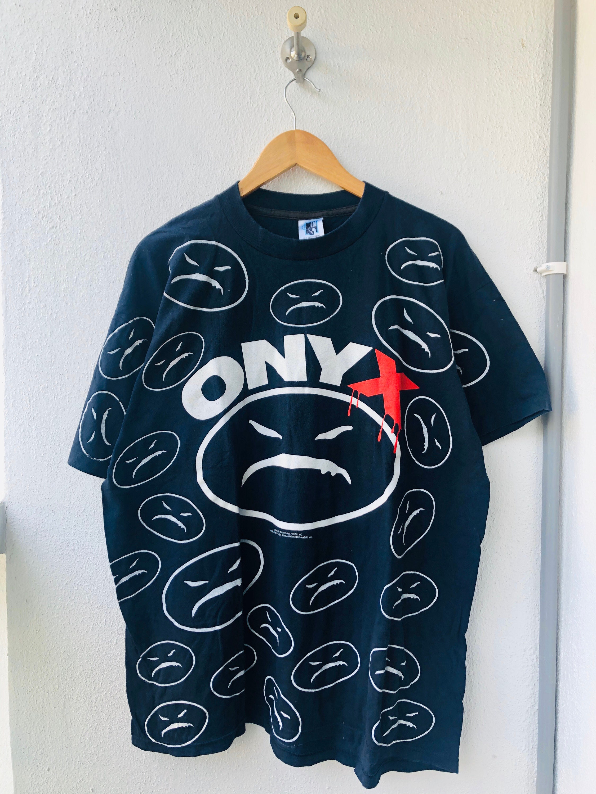 Nonamecolecctions Vintage Original 90 s Onyx American Hardcore Hip Hop All Over Printed Design 1993 Slam Album Era T Shirt