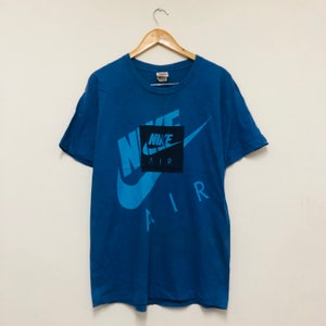 Camiseta esportiva americana original vintage dos anos 90 &quot;Air&quot; / Streetwear / Casual / Rara / Azul / G