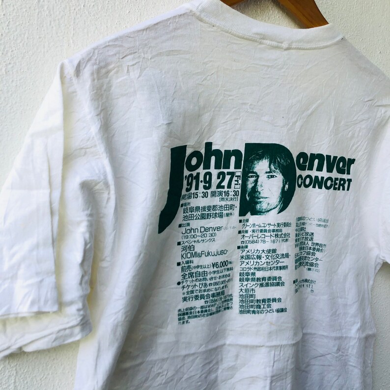 Vintage Original 90\u2019s John Denver Concert tour 1991 American Singer Staff T-Shirt