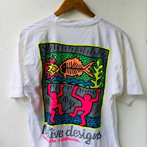 Vintage Original 90’s Native Designs  “ Novelle Celedonie “ Art Graphic Nice Color Printed T-Shirt