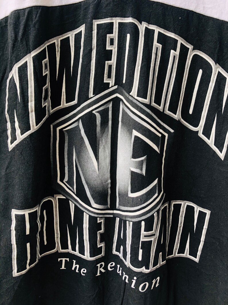 Vintage Original 90\u2019s New Edition \u201c Home Again 1996 \u201c American R/&BPop Group by MCA Records Offcial Merchandise Raglan Design T-Shirt