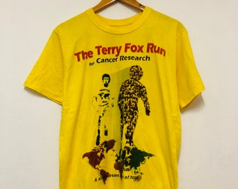Vintage Original 80s The Terry Fox Run 1980 T-Shirt / Run / Charity / Hope / Quotes / Streetwear / Yellow / M
