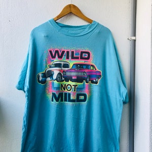 Vintage origineel 80&#39;s hot rod T-shirt &#39;Wild Not Mild&#39;