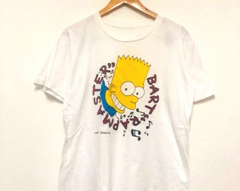 Vintage 90s Bart “ Rap Master T-Shirt / American Animated Series / Cartoons / Streetwear / White / M