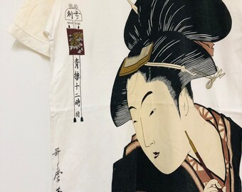 Vintage Original 90's Japan Geisha Japanese Artworks Rare T-shirt