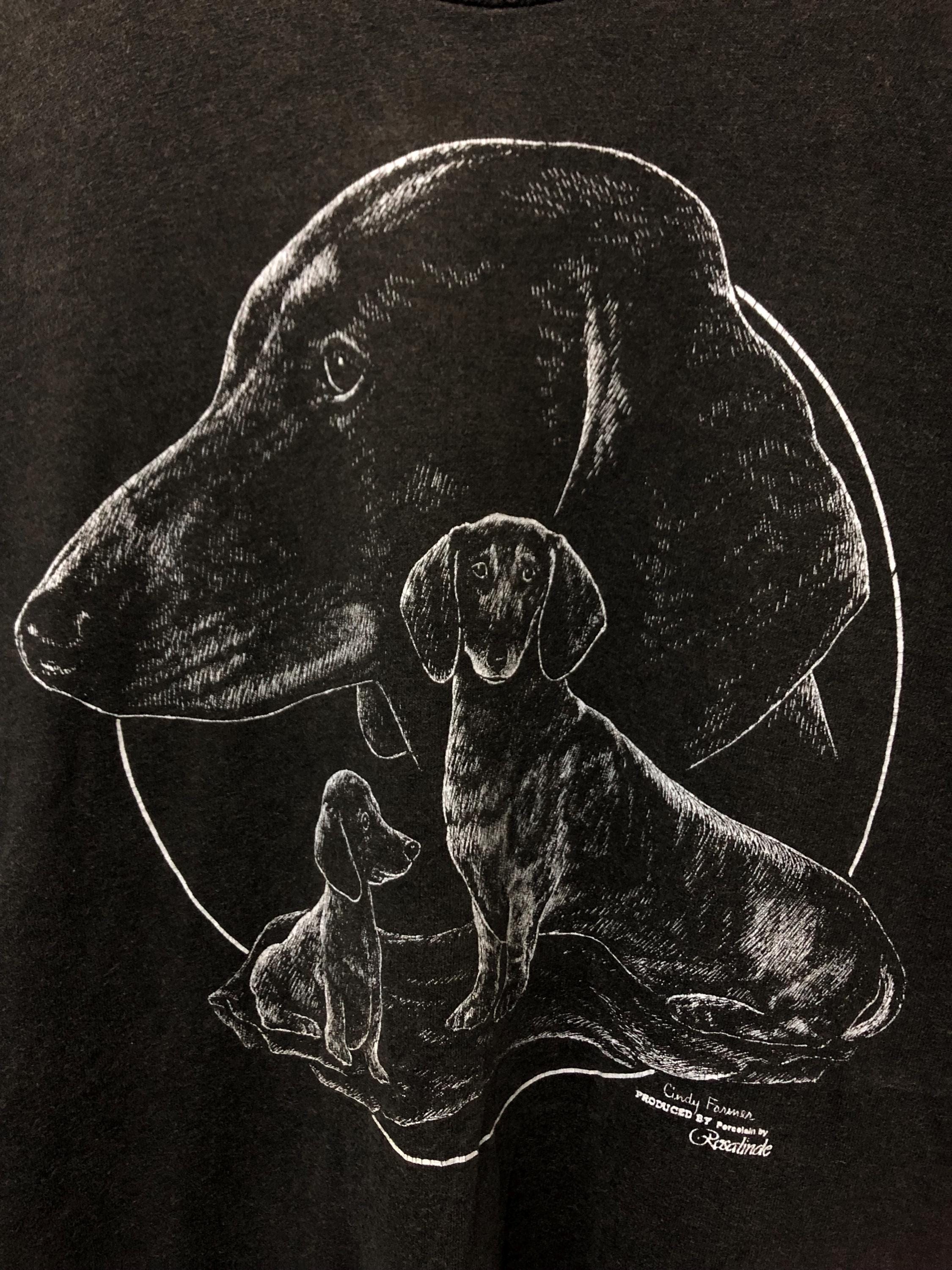 Vintage 90s Dachshund Dog Art Graphics T-shirt / All Printed in 
