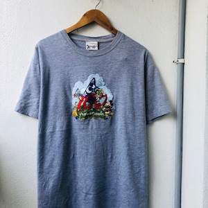 Maglietta vintage anni '90 con ricamo di Topolino, cartoni animati americani / Serie animata / Ricordi / Grigio