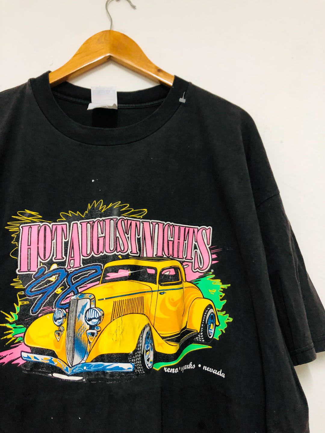 Vintage 90s Hot August Night : Nevada Hot Rod Tshirt / Black 2XL