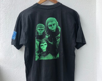 Vintage Original 90s Planet Of The Apes Japanese Bootleg Verry Rare Designs T-Shirt M Black