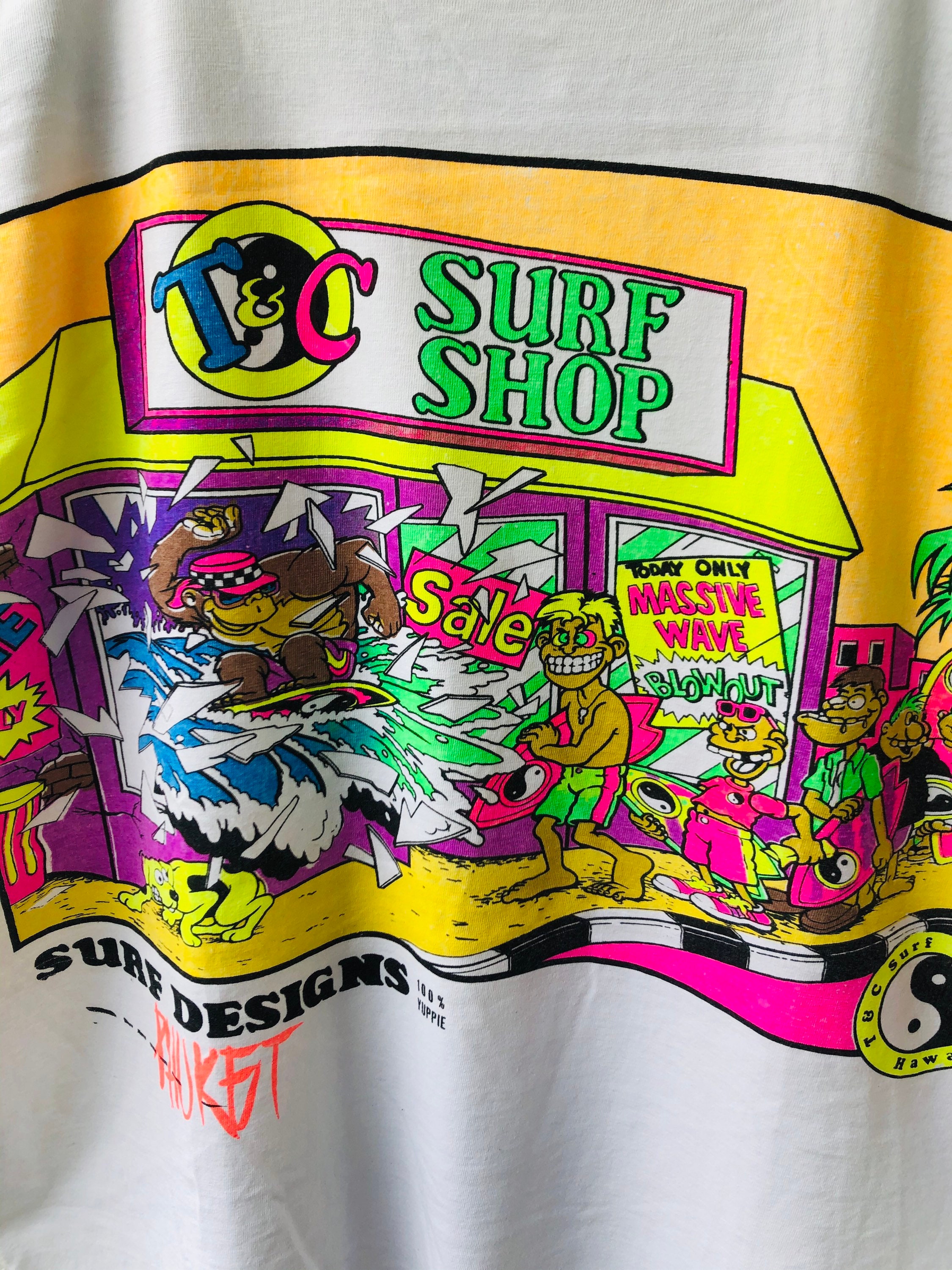 Vintage Original 90's T&C Surf Design “ Hand Printed