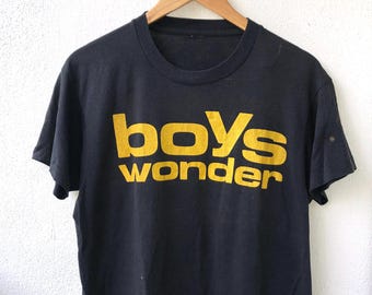 Camiseta promocional vintage de los 80 de BoYs Wonder "Swanker 1989", música de la era del pop y el acid jazz del Reino Unido, post punk, synt pop, gira y promoción.