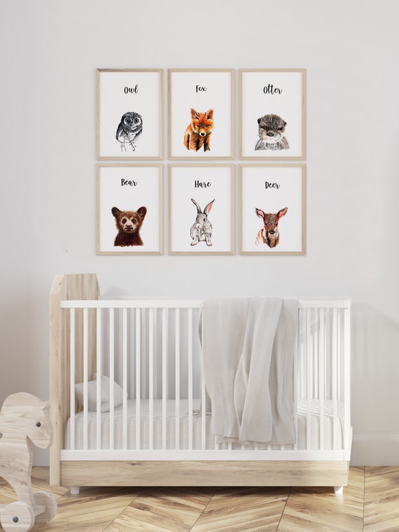 Download Woodland Animal Prints Fox Otter Hare Deer Hedgehog Etsy PSD Mockup Templates